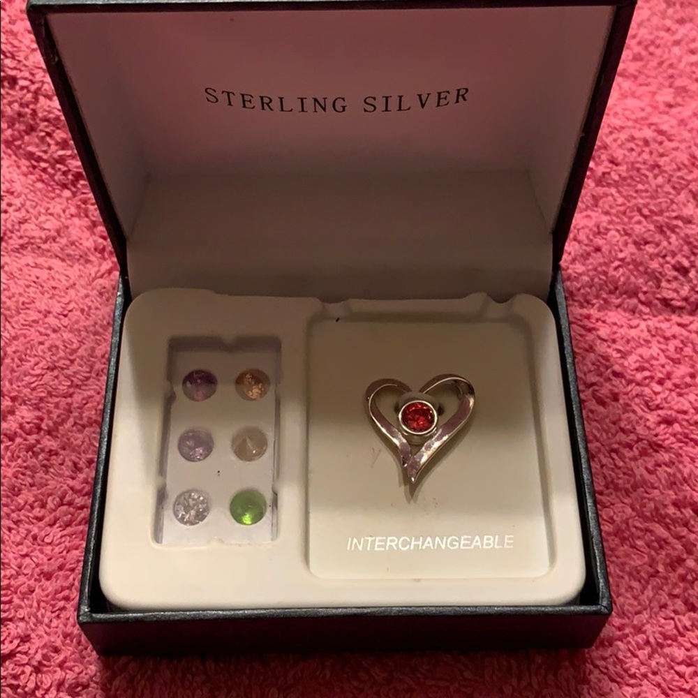 Sterling 925 heart pendant with interchangeable